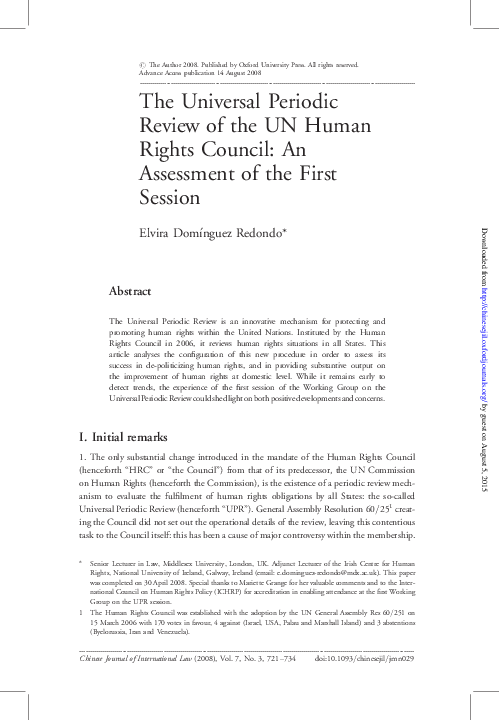 (PDF) The Universal Periodic Review of the UN Human Rights Council: An ...