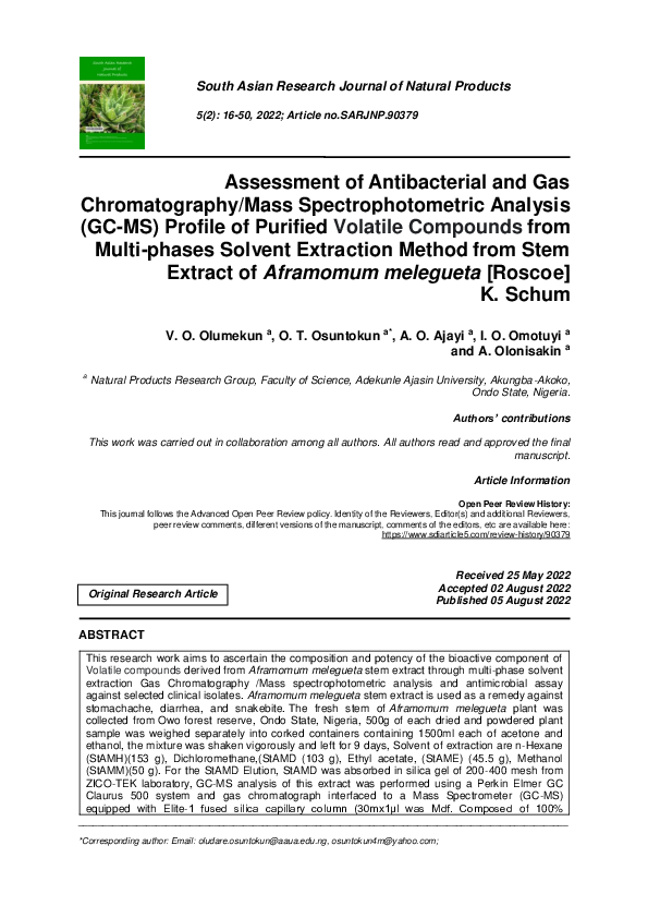 (PDF) Assessment of Antibacterial and Gas Chromatography/Mass ...