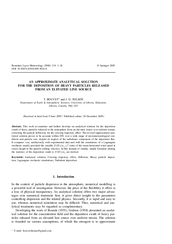 (PDF) An approximate analytical solution for the deposition of heavy ...