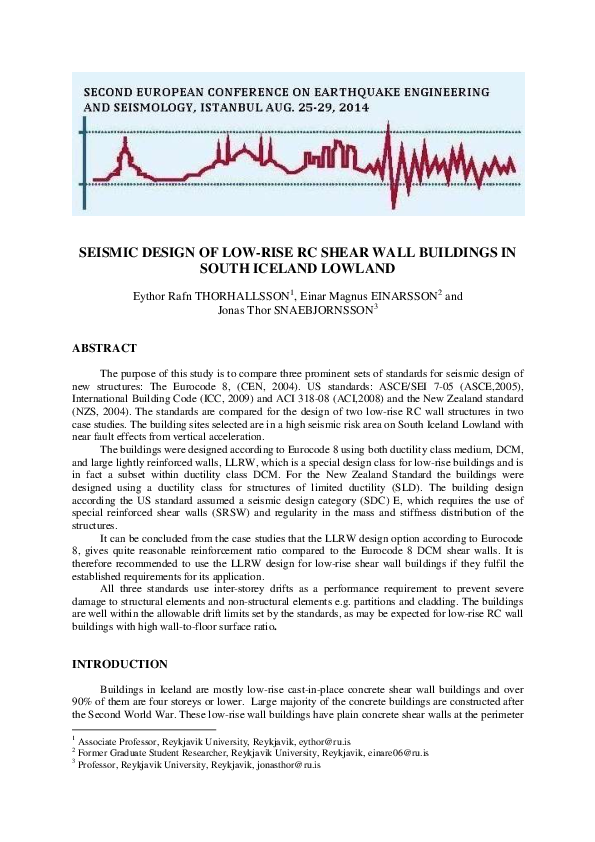 (PDF) Seismic Design of Low-Rise RC Shear Wall Buildings in South ...