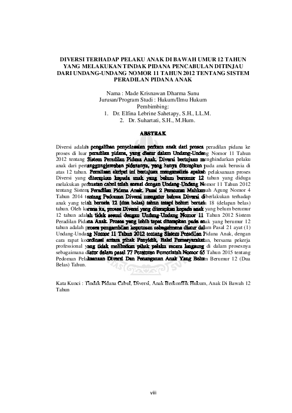 (PDF) Diversi terhadap Pelaku Anak di Bawah Umur 12 Tahun yang ...