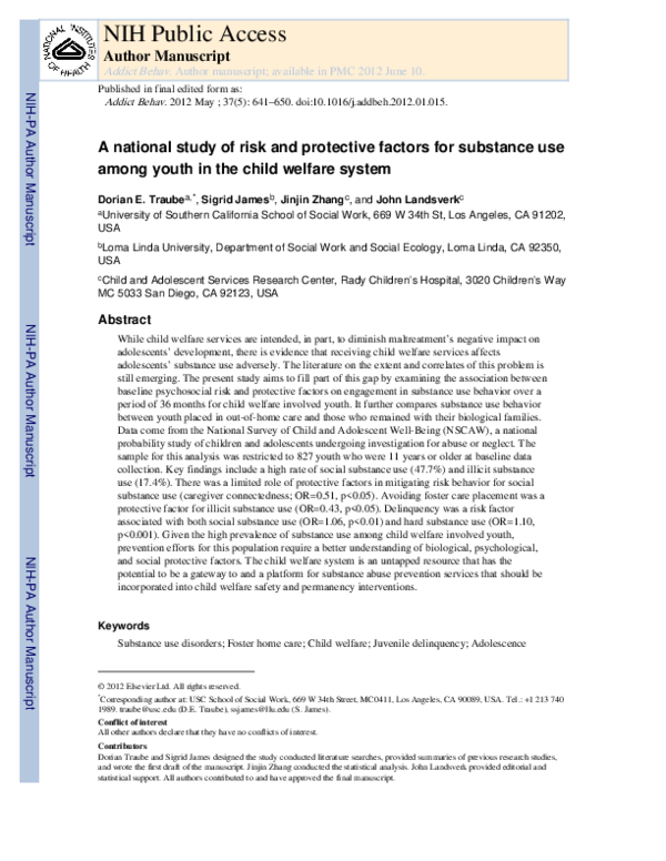 (PDF) A national study of risk and protective factors for substance use ...