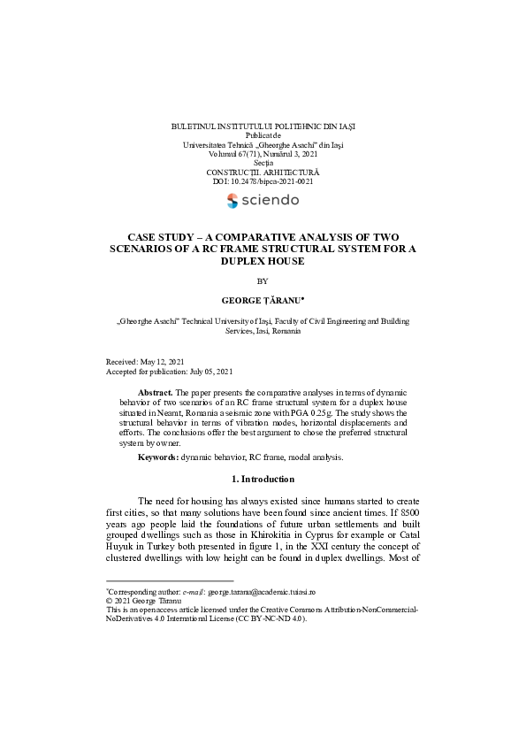 (PDF) Case Study – A Comparative Analysis of Two Scenarios of a RC ...