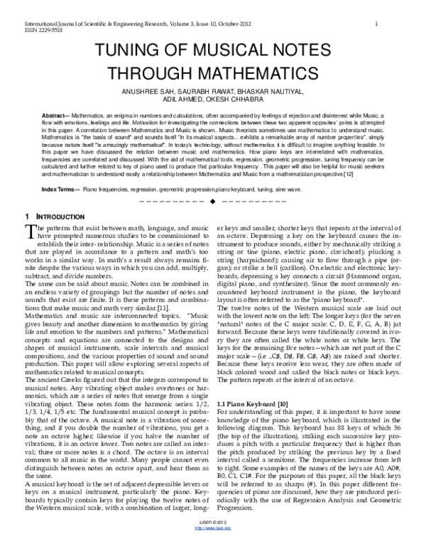 (PDF) Tuning of Musical Notes through Mathematics