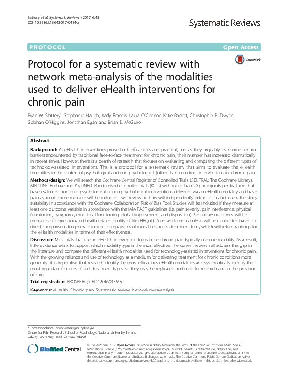 (PDF) Protocol for a systematic review with network meta-analysis of ...