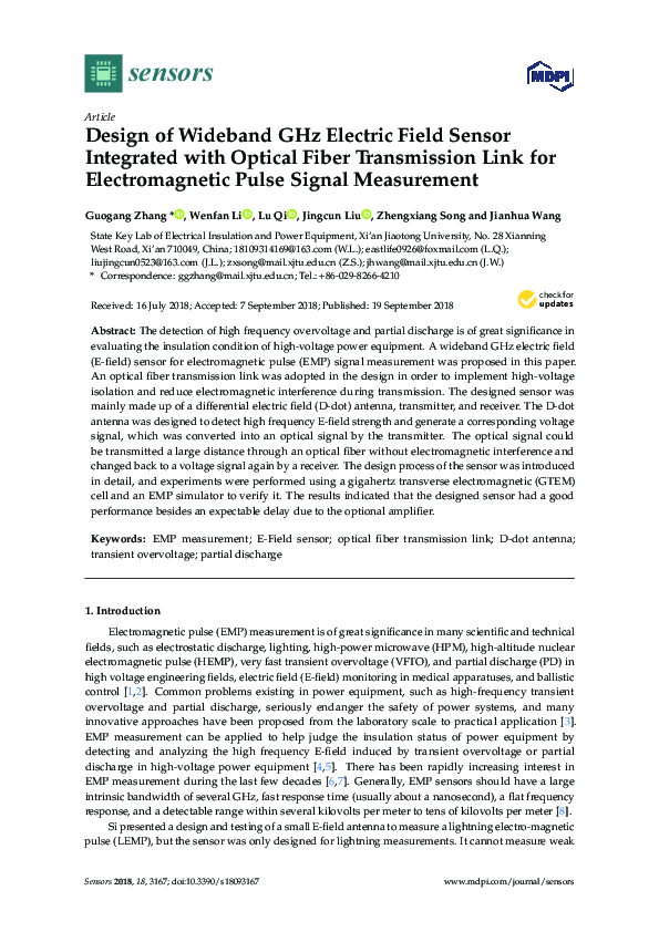 (PDF) Design of Wideband GHz Electric Field Sensor Integrated with ...
