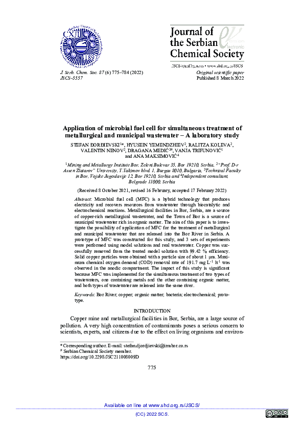 (PDF) Application of microbial fuel cell for simultaneous treatment of ...