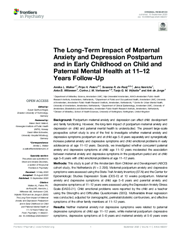 (PDF) The Long-Term Impact of Maternal Anxiety and Depression ...