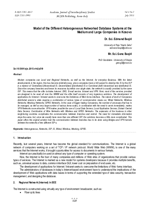 (PDF) Model of the Different Heterogeneous Networked Database Systems ...