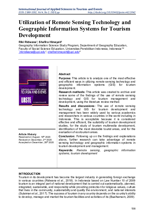 (PDF) Utilization of Remote Sensing Technology and Geographic ...