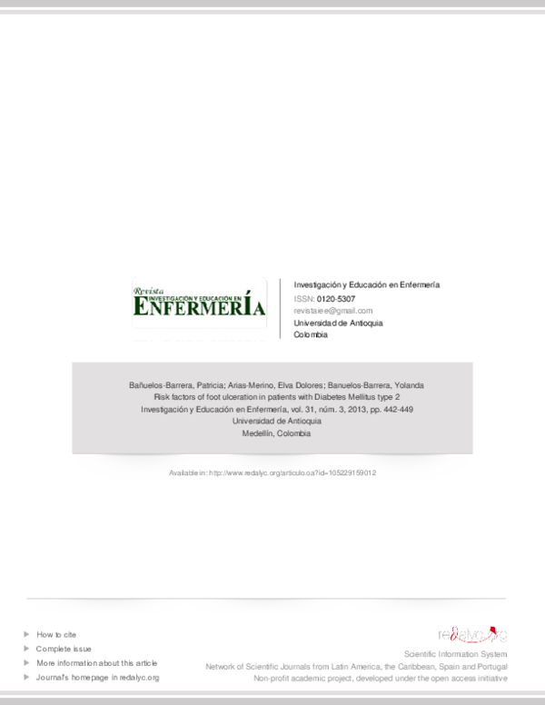 (PDF) Risk factors of foot ulceration in patients with Diabetes ...
