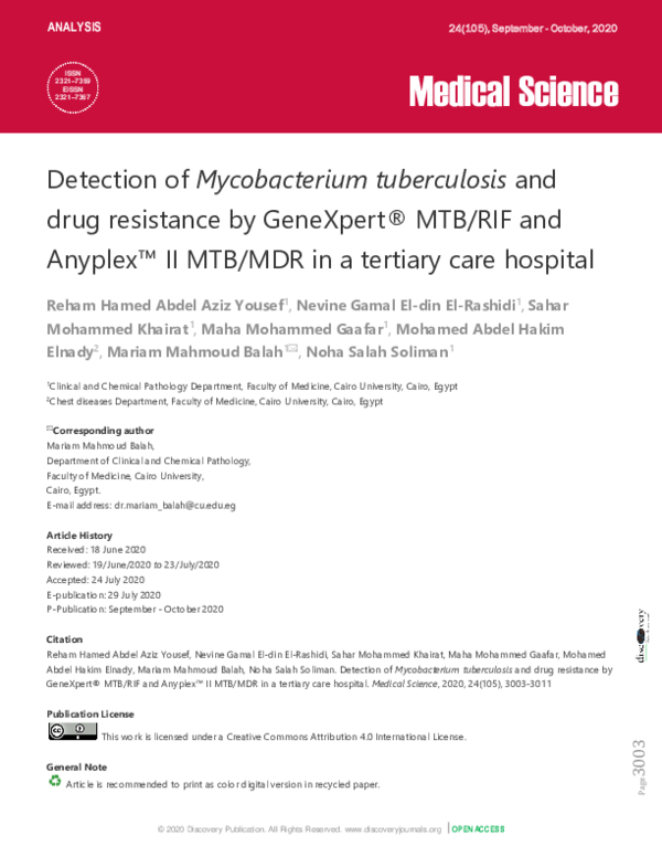 (PDF) Detection of mycobacterium tuberculosis and drug resistance by ...