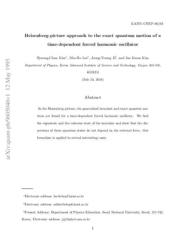 (PDF) Heisenberg-picture approach to the exact quantum motion of a time ...