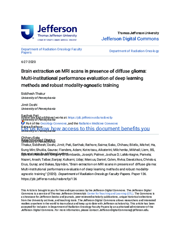 (PDF) Brain extraction on MRI scans in presence of diffuse glioma ...