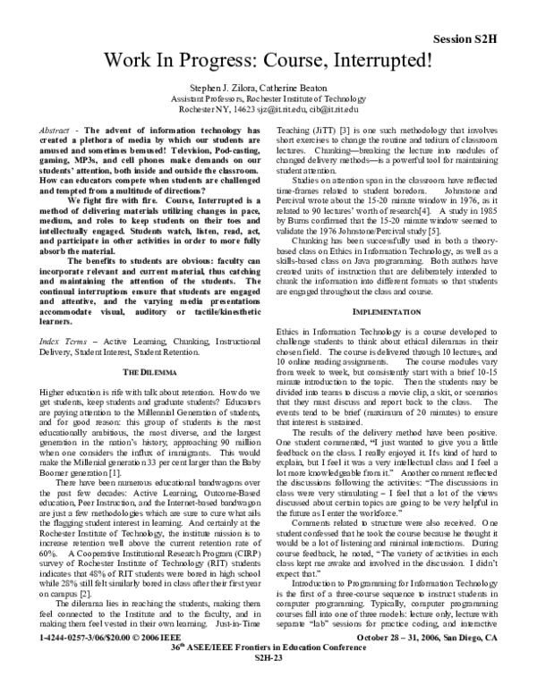 (PDF) Work In Progress: Course, Interrupted!