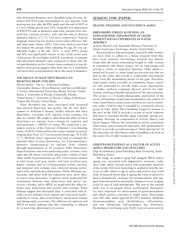 (PDF) The Impact of Sleep Disturbance on Regional Brain Volumes