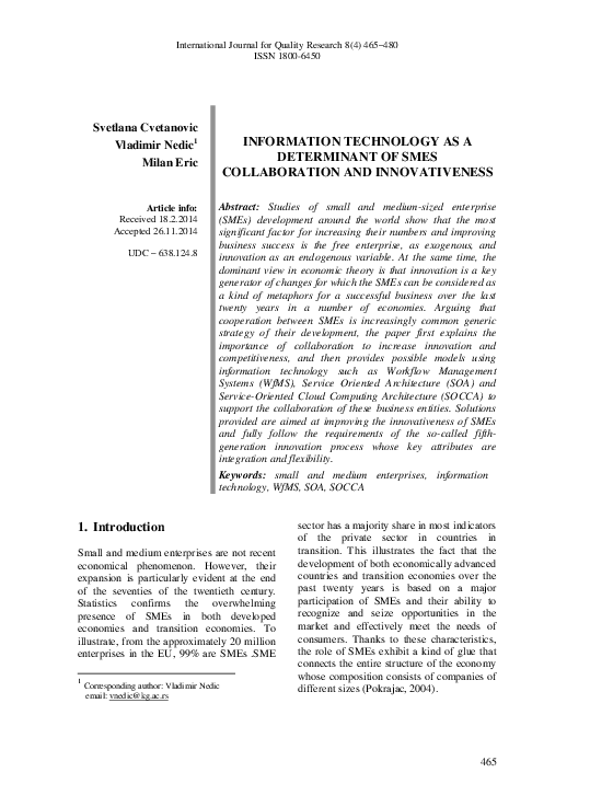(PDF) Information Technology as a Determinant of Smes Collaboration and ...
