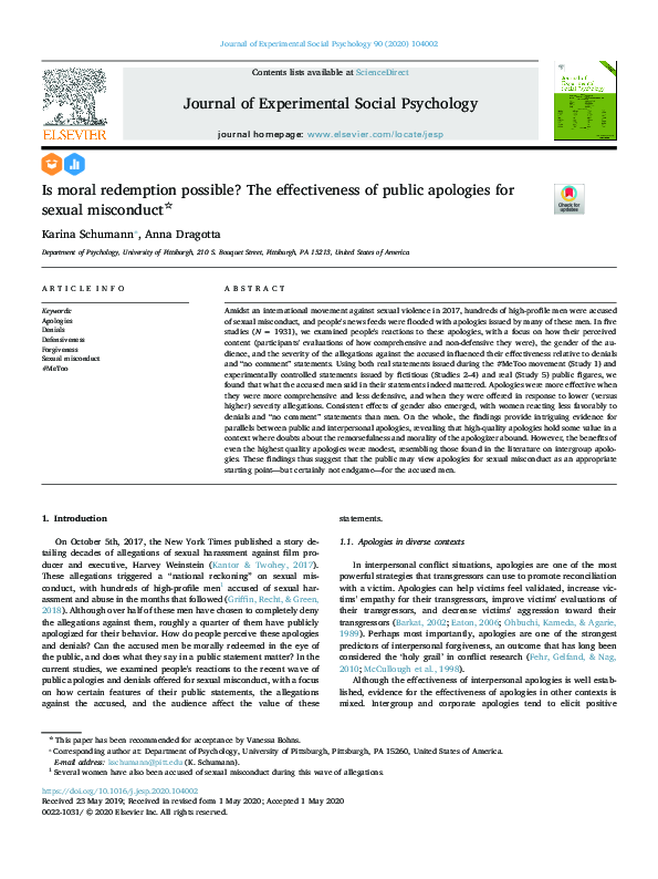 (PDF) Is moral redemption possible? The effectiveness of public ...