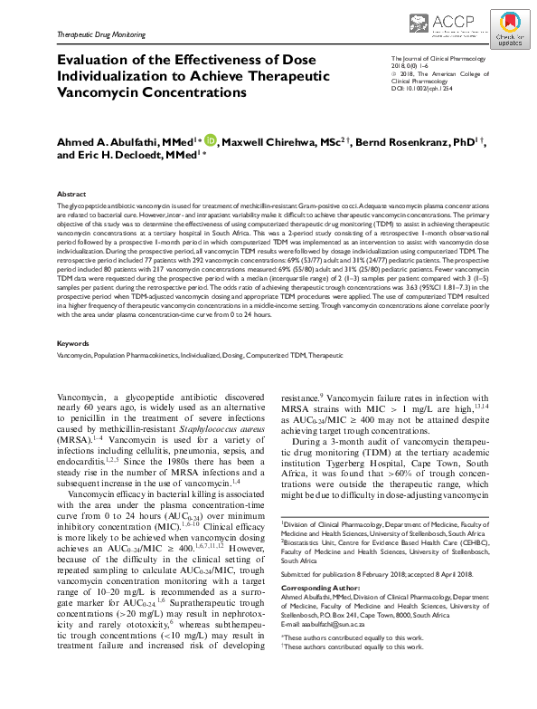 (PDF) Evaluation of the Effectiveness of Dose Individualization to ...