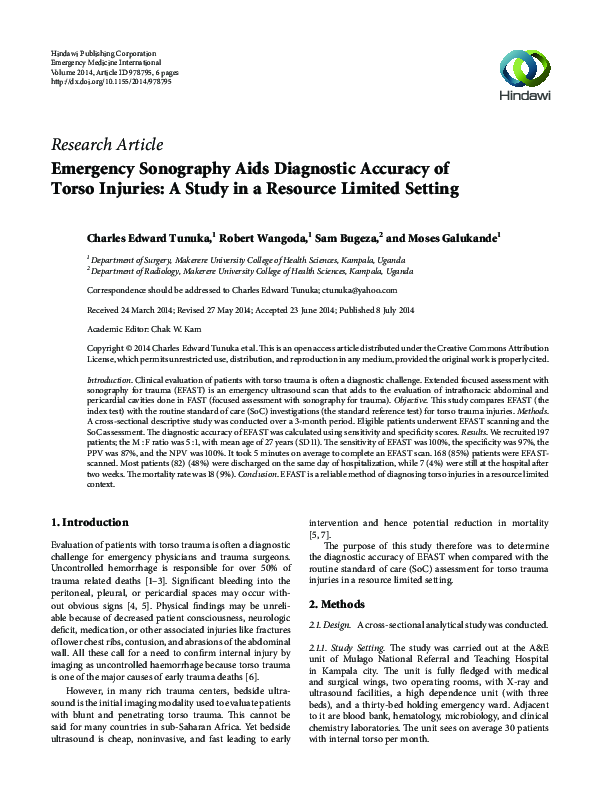 (PDF) Emergency Sonography Aids Diagnostic Accuracy of Torso Injuries ...