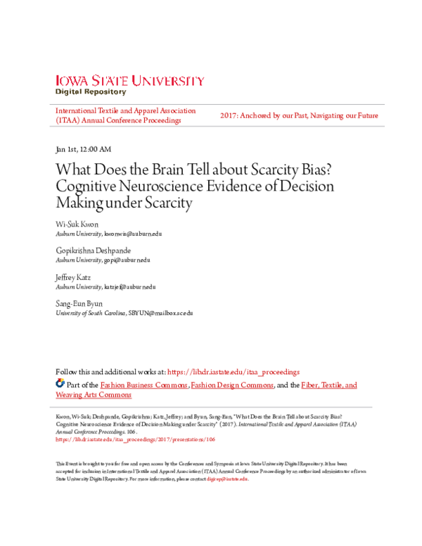 (PDF) What Does the Brain Tell about Scarcity Bias? Cognitive ...