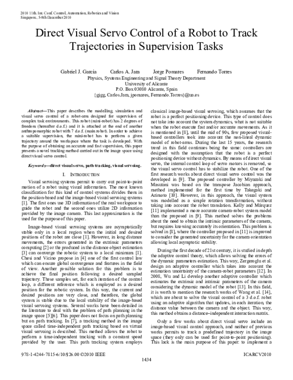 (PDF) Direct visual servo control of a robot to track trajectories in ...