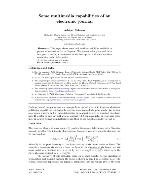 (PDF) Multimedia Capabilities of an Electronic Journal Ashiqur Rahman