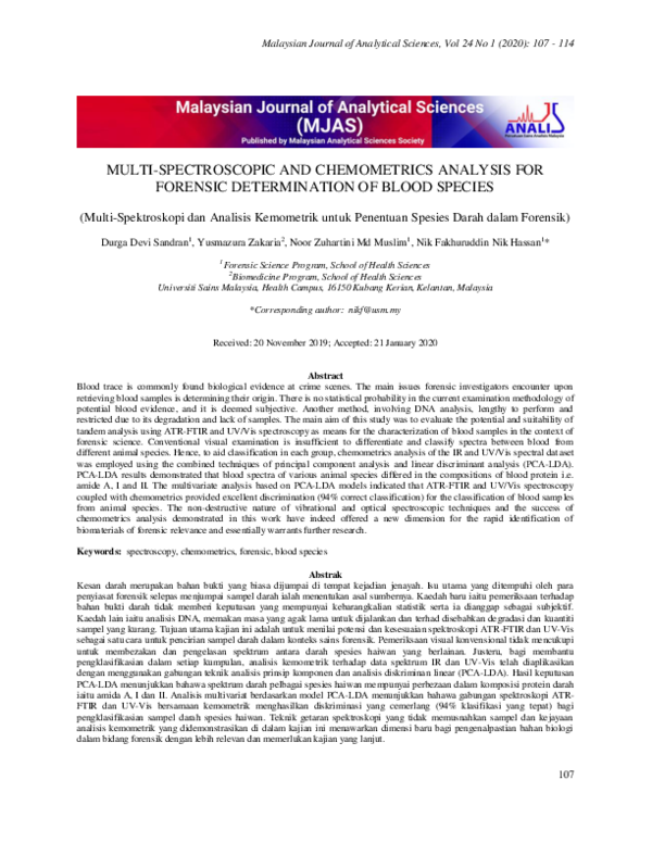 (PDF) MULTI-SPECTROSCOPIC AND CHEMOMETRICS ANALYSIS FOR FORENSIC ...