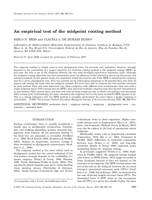 (PDF) An empirical test of the midpoint rooting method