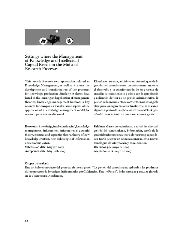 (PDF) Settings where the Management of Knowledge and Intellectual ...