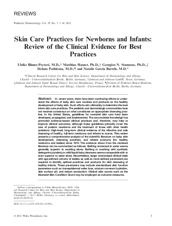 (PDF) Skin Care Practices for Newborns and Infants: Review of the ...