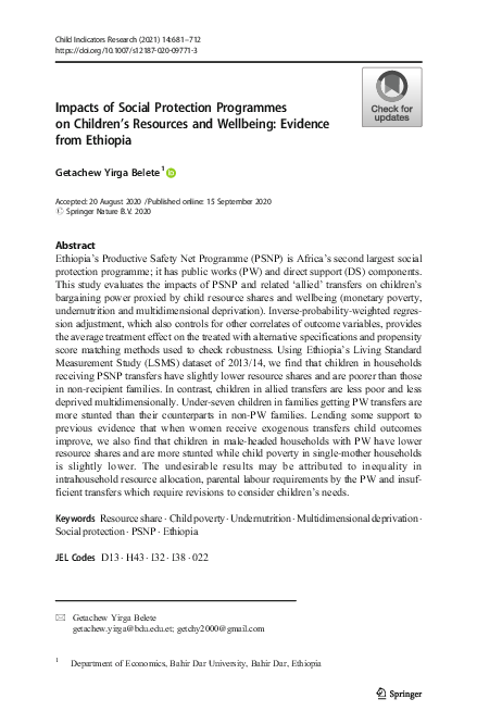 (PDF) Impacts of Social Protection Programmes on Children’s Resources ...