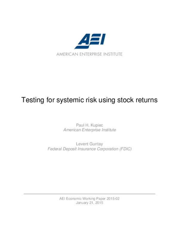 (PDF) Testing for Systemic Risk Using Stock Returns