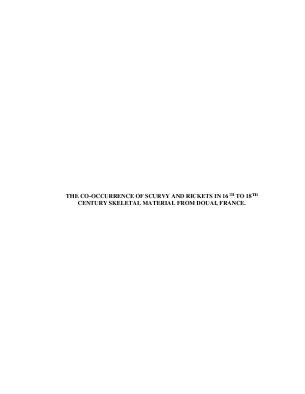(PDF) The Co-Occurrence of Scurvy and Rickets in 16th to 18th Century ...