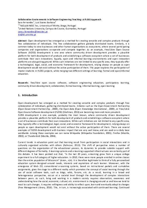 (PDF) Collaborative Environments in Software Engineering Teaching: A ...