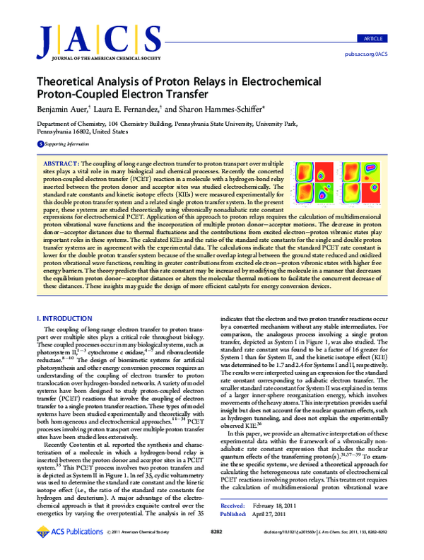 (PDF) Theoretical Analysis of Proton Relays in Electrochemical Proton ...