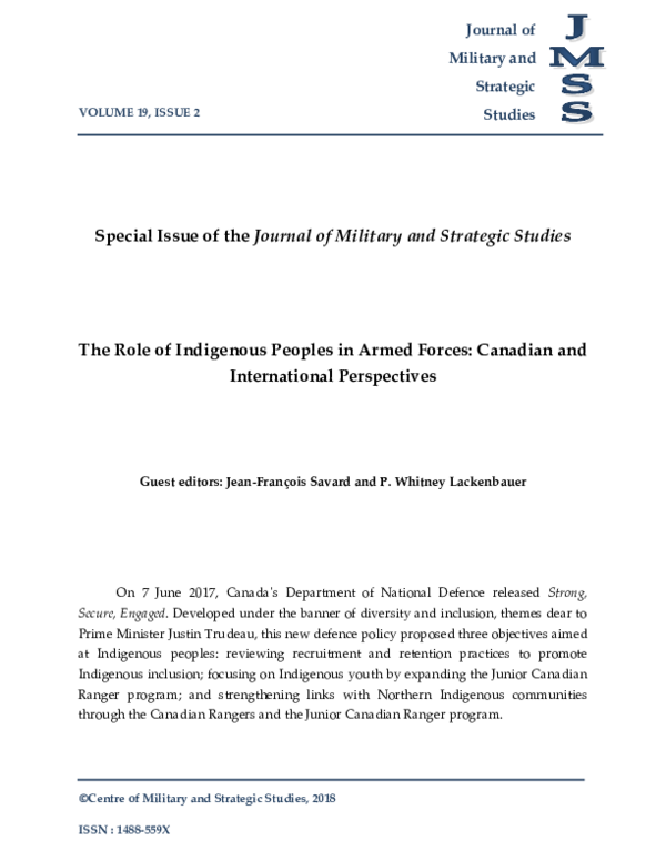 (PDF) The Role of Indigenous Peoples in Armed Forces Canadian and