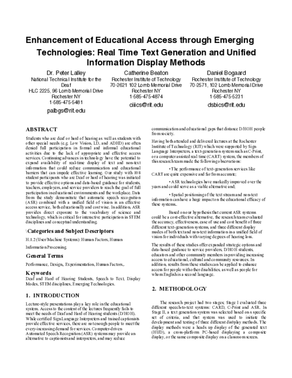 (PDF) Enhancement of Educational Access through Emerging Technologies ...