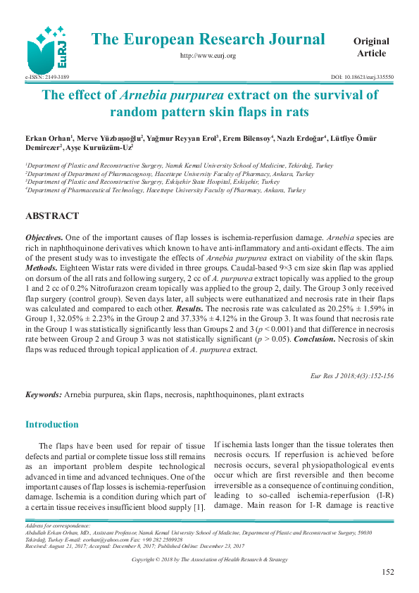 (PDF) The effect of Arnebia purpurea extract on the survival of random ...
