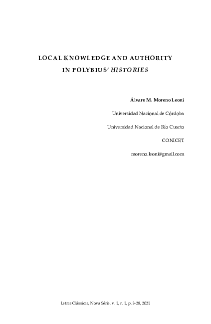 (PDF) Local Knowledge and Authority in Polybius' Histories