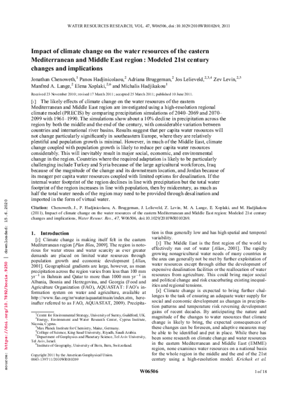 (PDF) Impact of climate change on the water resources of the eastern ...