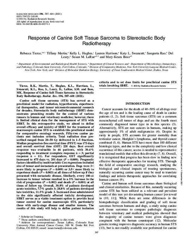 (PDF) Response of Canine Soft Tissue to Stereotactic Body
