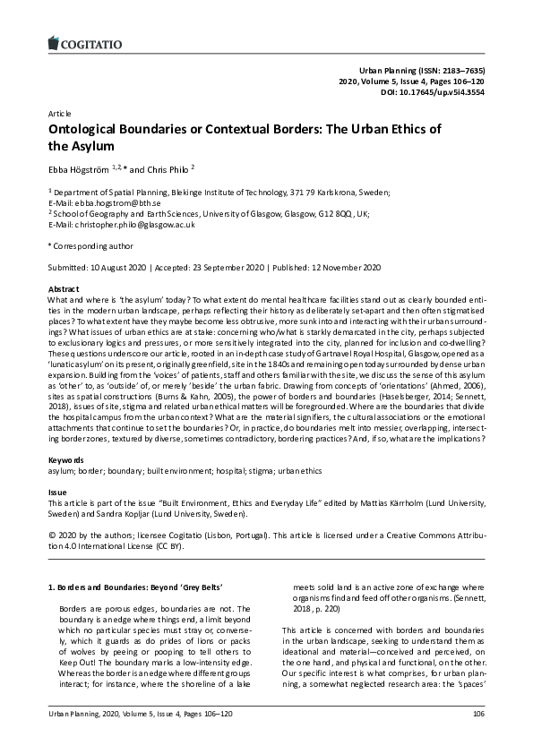 (PDF) Ontological Boundaries or Contextual Borders: The Urban Ethics of ...
