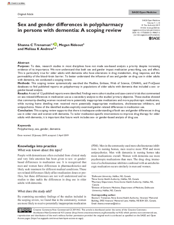 (PDF) Sex and gender differences in polypharmacy in persons with ...