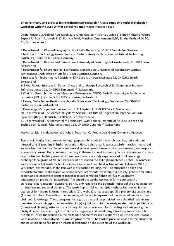 (PDF) Bridging theory and practice in transdisciplinary research - A ...