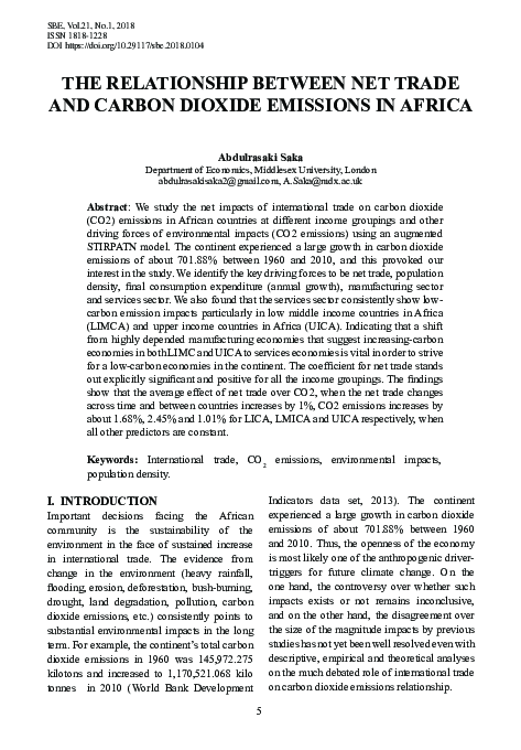 (PDF) The Relationship Between Net Trade and Carbon Dioxide Emissions ...