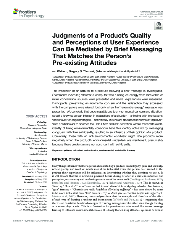 (PDF) Judgments of a Product’s Quality and Perceptions of User ...