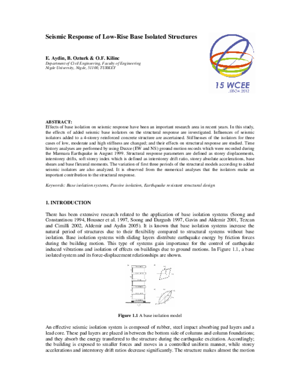 Pdf Seismic Response Of Low Rise Base Isolated Structures Pdf Seismic Response Of Low Rise Base Isolated Structures