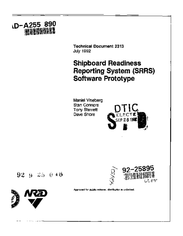 (PDF) Shipboard Readiness Report System (SRRS) Software Prototype