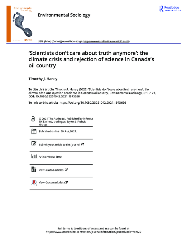(PDF) 'Scientists don't care about truth anymore': the climate crisis ...